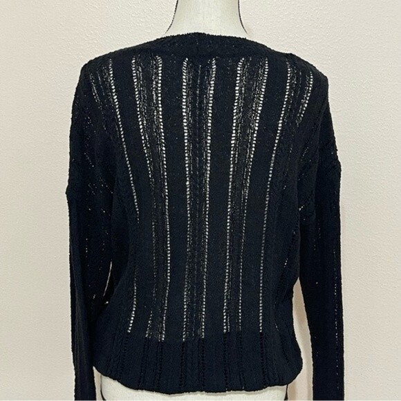 ASTR The Label Sweater Wrap FrontvBlack Knit Surplice Pointelle Top Size XL - Picture 4 of 14